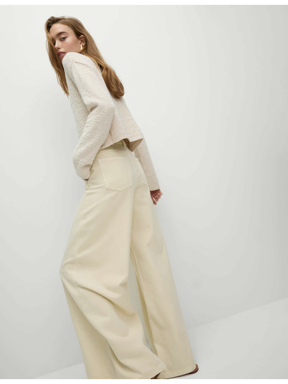 Marks & Spencer Palazzo nohavice s vysokým podielom bavlny Marks & Spencer smotanová