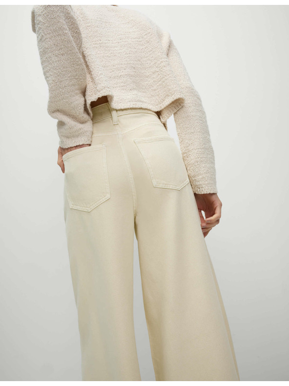 Marks & Spencer Palazzo nohavice s vysokým podielom bavlny Marks & Spencer smotanová