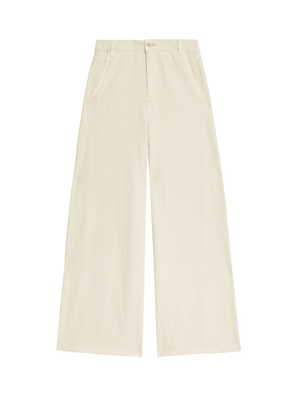 Marks & Spencer Palazzo nohavice s vysokým podielom bavlny Marks & Spencer smotanová