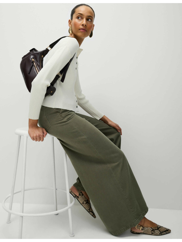 Marks & Spencer Palazzo nohavice s vysokým podielom bavlny Marks & Spencer hnedá