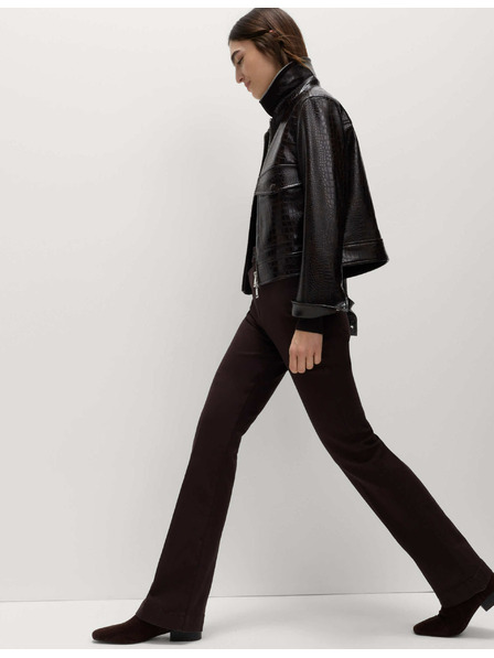 Marks & Spencer Úzke džínsy s vysokým pásom, rozšírenými nohavicami a zmačkanou prednou stranou Marks & Spencer hnedá