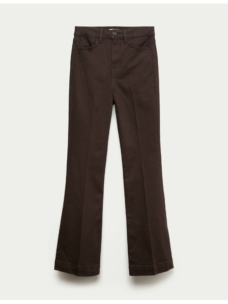 Marks & Spencer Úzke džínsy s vysokým pásom, rozšírenými nohavicami a zmačkanou prednou stranou Marks & Spencer hnedá