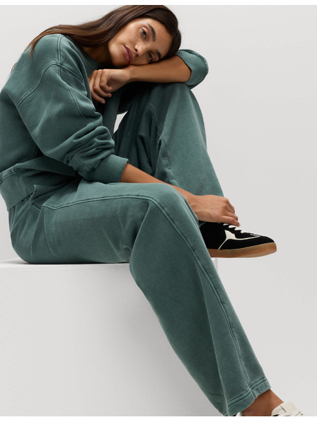 Marks & Spencer Voľné tepláky z čistej bavlny Marks & Spencer zelená