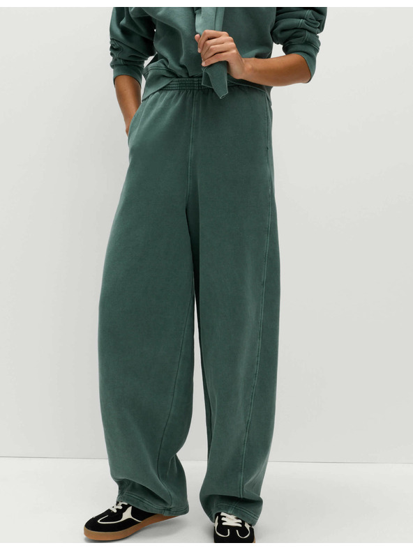 Marks & Spencer Voľné tepláky z čistej bavlny Marks & Spencer zelená