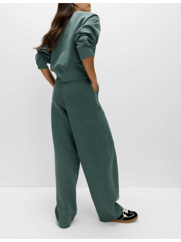 Marks & Spencer Voľné tepláky z čistej bavlny Marks & Spencer zelená