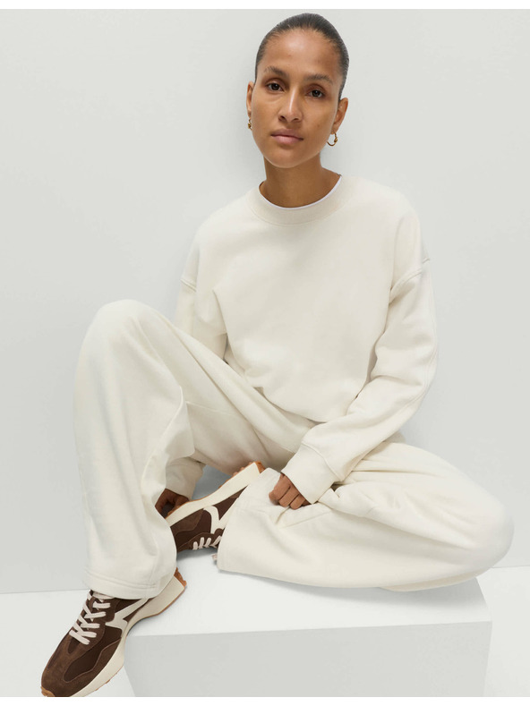 Marks & Spencer Voľné tepláky z čistej bavlny Marks & Spencer smotanová