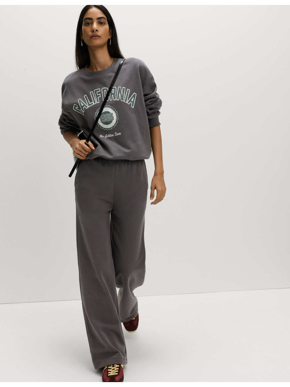 Marks & Spencer Široké teplákové nohavice s vysokým obsahom bavlny a sťahovacou šnúrkou Marks & Spencer šedá