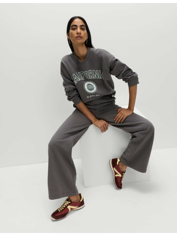 Marks & Spencer Široké teplákové nohavice s vysokým obsahom bavlny a sťahovacou šnúrkou Marks & Spencer šedá