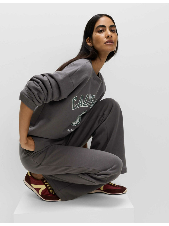 Marks & Spencer Široké teplákové nohavice s vysokým obsahom bavlny a sťahovacou šnúrkou Marks & Spencer šedá