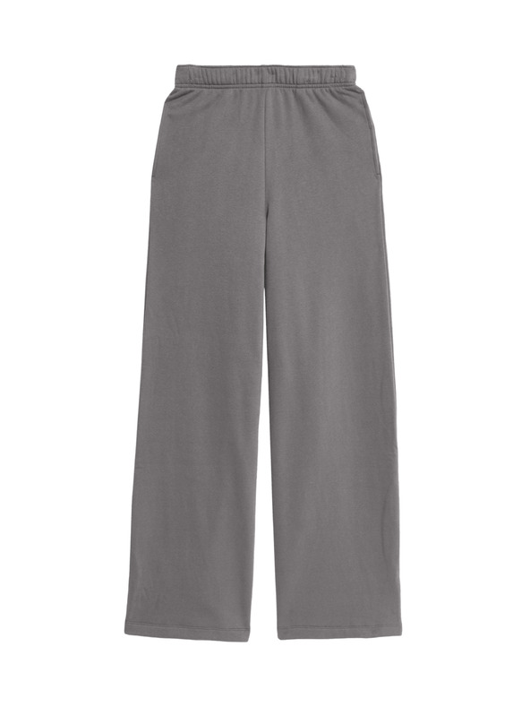 Marks & Spencer Široké teplákové nohavice s vysokým obsahom bavlny a sťahovacou šnúrkou Marks & Spencer šedá