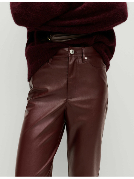 Marks & Spencer Nohavice z umelej kože s rovnými nohavicami Marks & Spencer červená