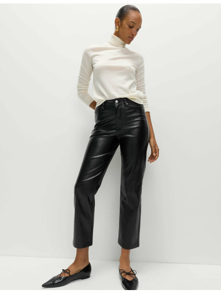 Marks & Spencer Nohavice z umelej kože s rovnými nohavicami Marks & Spencer čierna