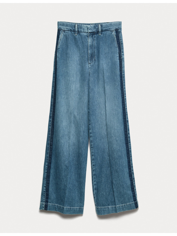 Marks & Spencer Široké nohavice z čistej bavlny Džínsy Marks & Spencer námorná modrá