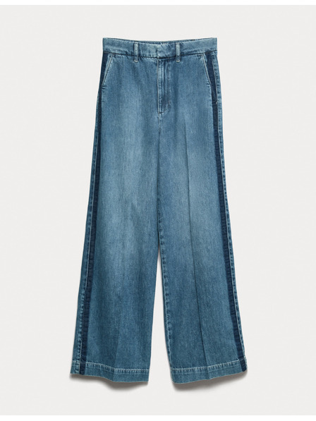 Marks & Spencer Široké nohavice z čistej bavlny Džínsy Marks & Spencer námorná modrá