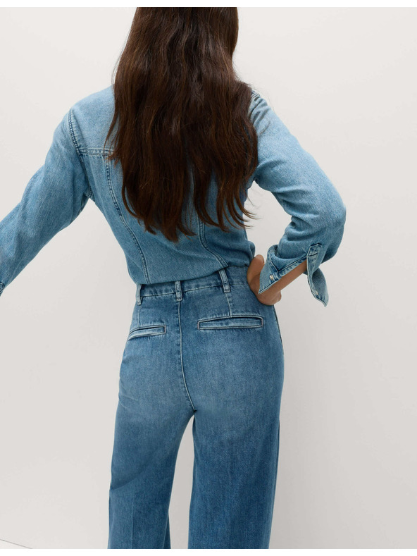 Marks & Spencer Široké nohavice z čistej bavlny Džínsy Marks & Spencer námorná modrá