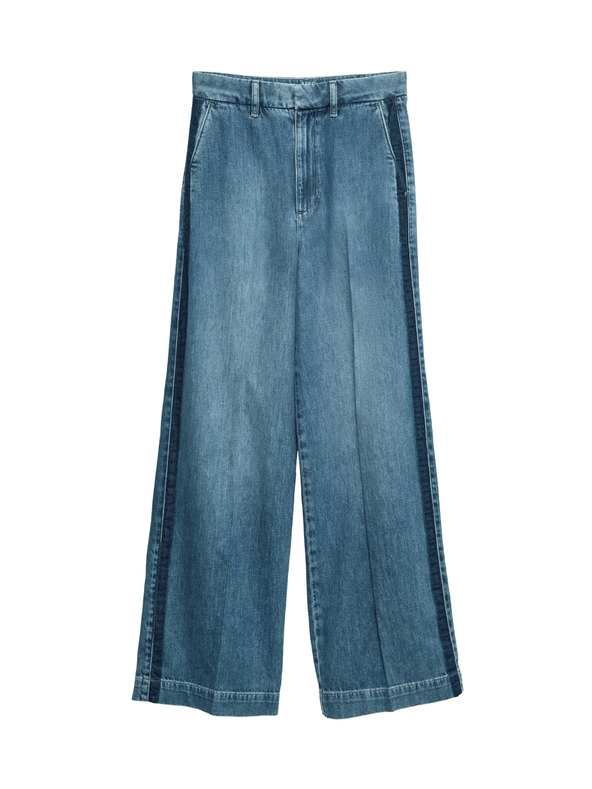 Marks & Spencer Široké nohavice z čistej bavlny Džínsy Marks & Spencer námorná modrá