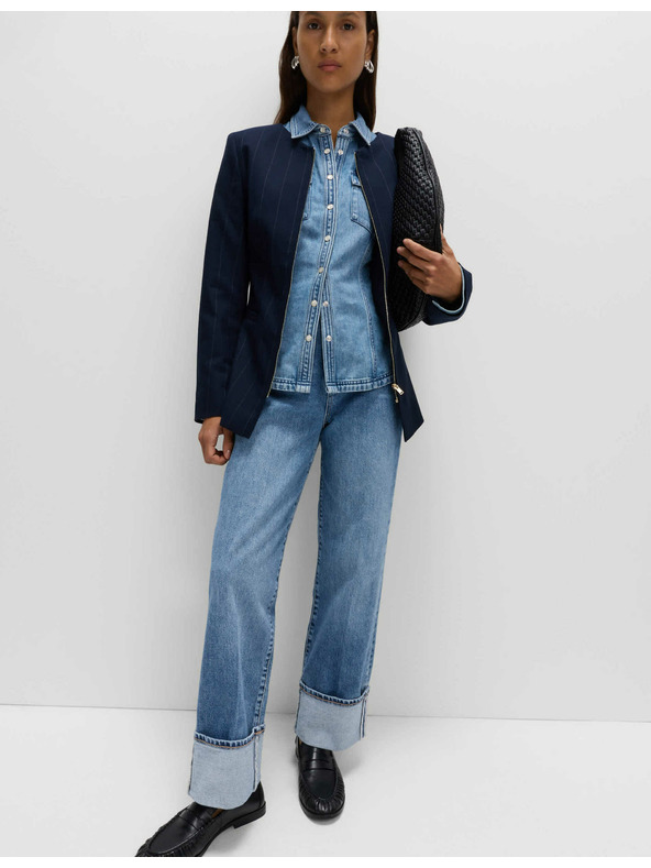 Marks & Spencer Džínsy so širokými vykasanými nohavicami a stredne vysokým pásom Marks & Spencer námorná modrá