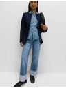 Marks & Spencer Džínsy so širokými vykasanými nohavicami a stredne vysokým pásom Marks & Spencer námorná modrá