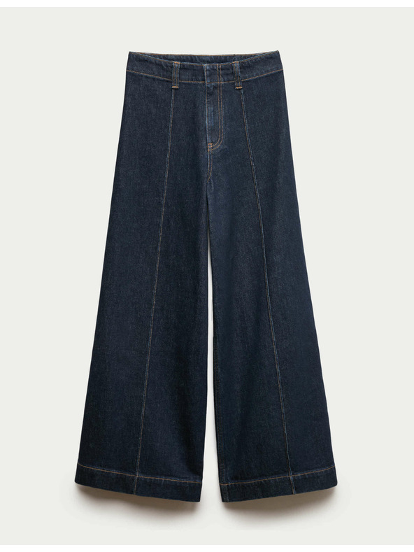 Marks & Spencer Džínsy ku člnkom so širokými nohavicami a záložkami Marks & Spencer námorná modrá