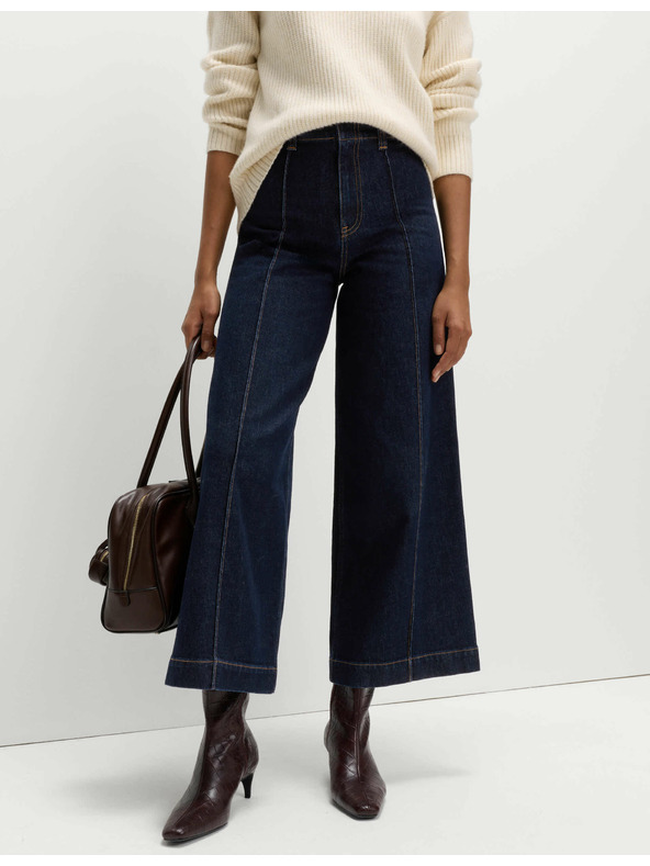 Marks & Spencer Džínsy ku člnkom so širokými nohavicami a záložkami Marks & Spencer námorná modrá