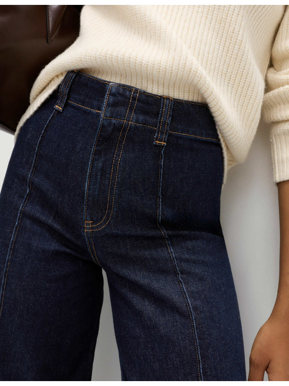 Marks & Spencer Džínsy ku člnkom so širokými nohavicami a záložkami Marks & Spencer námorná modrá