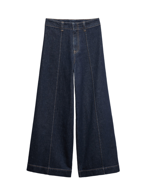 Marks & Spencer Džínsy ku člnkom so širokými nohavicami a záložkami Marks & Spencer námorná modrá