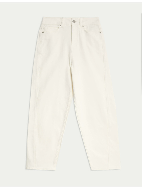 Marks & Spencer Džínsy s nohavicami mrkvového strihu ku člnkom a vysokým pásom Marks & Spencer smotanová