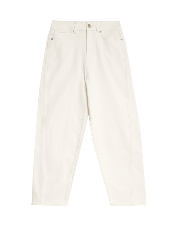 Marks & Spencer Džínsy s nohavicami mrkvového strihu ku člnkom a vysokým pásom Marks & Spencer smotanová