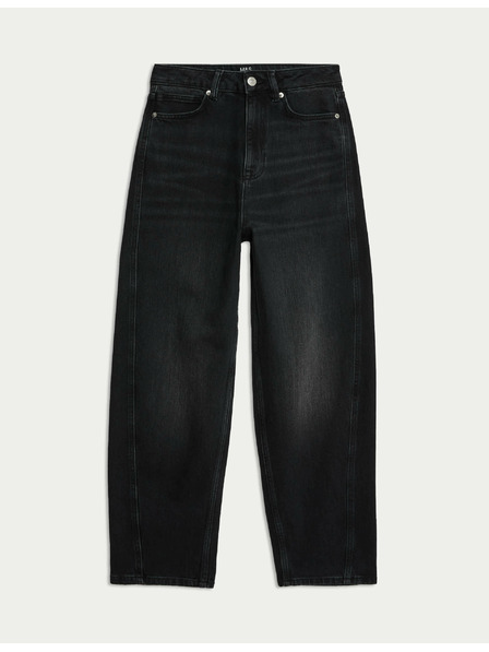 Marks & Spencer Džínsy s nohavicami mrkvového strihu ku člnkom a vysokým pásom Marks & Spencer čierna