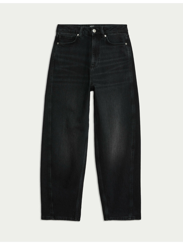 Marks & Spencer Džínsy s nohavicami mrkvového strihu ku člnkom a vysokým pásom Marks & Spencer čierna