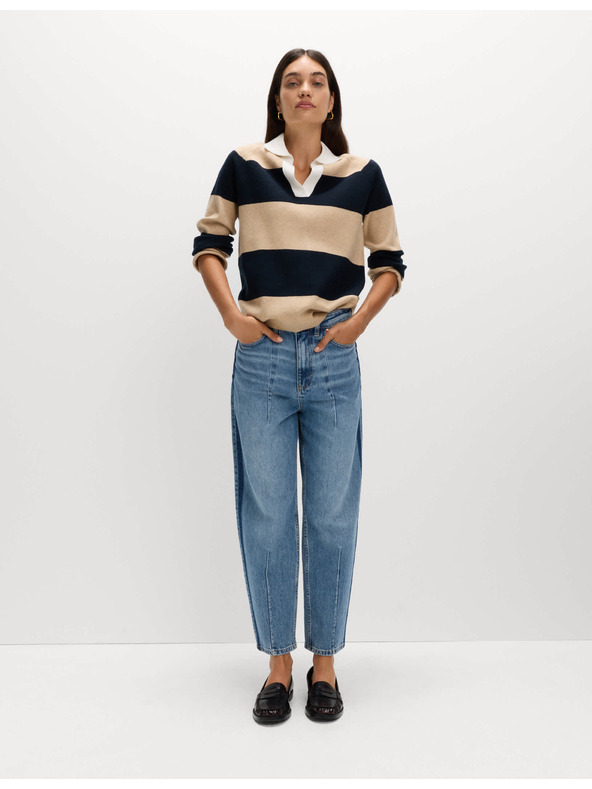 Marks & Spencer Džínsy s rovnými nohavicami, so stredne vysokým pásom a ozdobným detailom Marks & Spencer námorná modrá