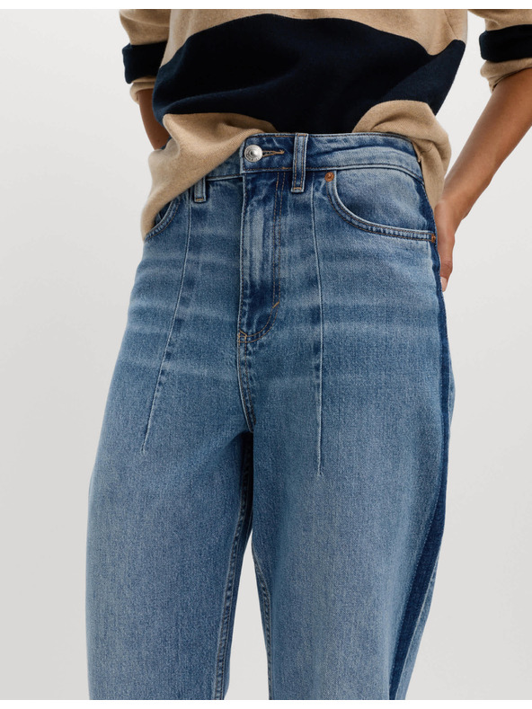 Marks & Spencer Džínsy s rovnými nohavicami, so stredne vysokým pásom a ozdobným detailom Marks & Spencer námorná modrá