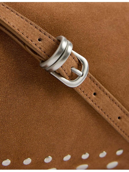 Marks & Spencer Semišová taška cez rameno s cvokmi Marks & Spencer hnedá