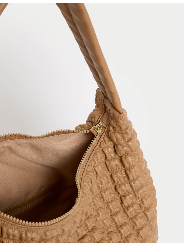 Marks & Spencer Prešívaná kabelka cez rameno Marks & Spencer hnedá