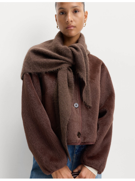 Marks & Spencer Pletená trojuholníková šatka s textúrou a vlnou Marks & Spencer hnedá