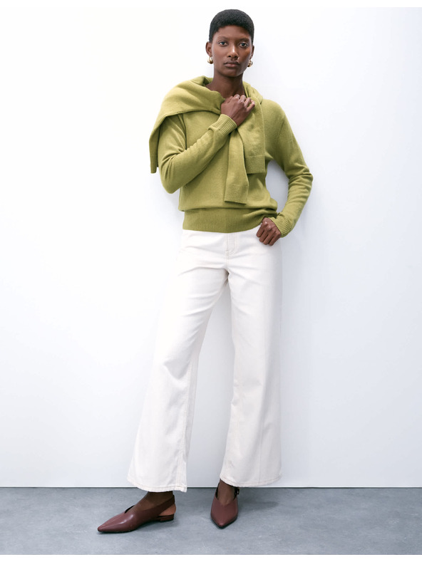 Marks & Spencer Sveter z čistého kašmíru, s textúrou a okrúhlym výstrihom Marks & Spencer zelená