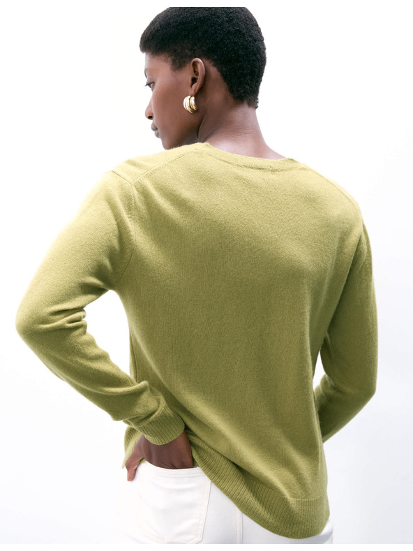 Marks & Spencer Sveter z čistého kašmíru, s textúrou a okrúhlym výstrihom Marks & Spencer zelená