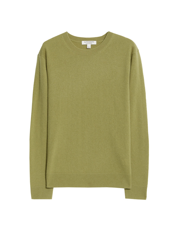 Marks & Spencer Sveter z čistého kašmíru, s textúrou a okrúhlym výstrihom Marks & Spencer zelená