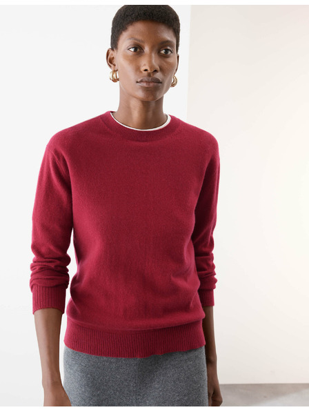 Marks & Spencer Sveter z čistého kašmíru, s textúrou a okrúhlym výstrihom Marks & Spencer červená