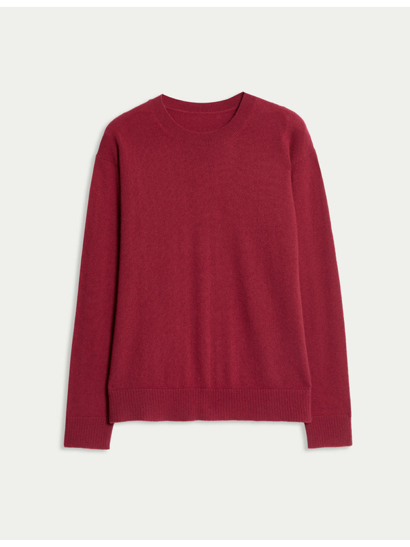 Marks & Spencer Sveter z čistého kašmíru, s textúrou a okrúhlym výstrihom Marks & Spencer červená