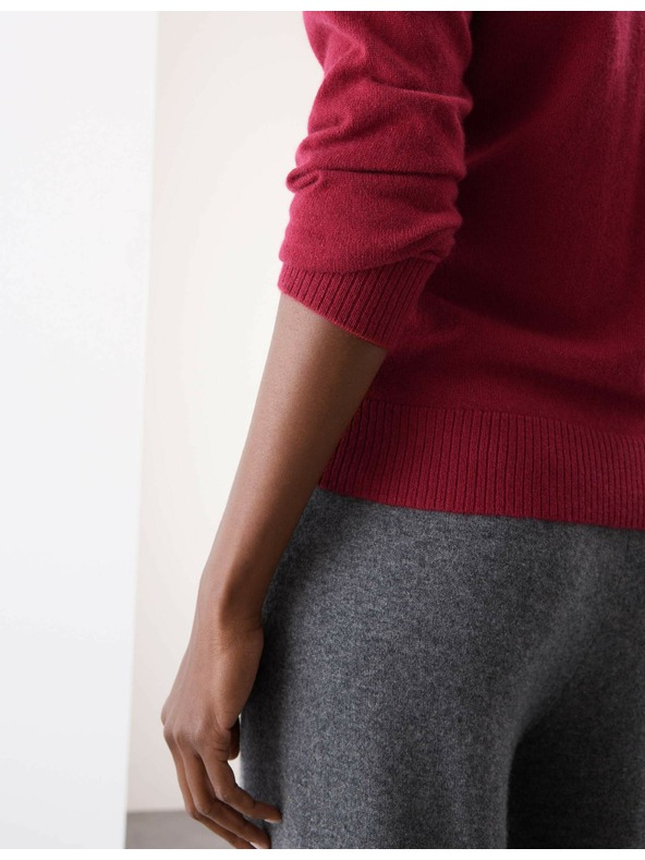 Marks & Spencer Sveter z čistého kašmíru, s textúrou a okrúhlym výstrihom Marks & Spencer červená