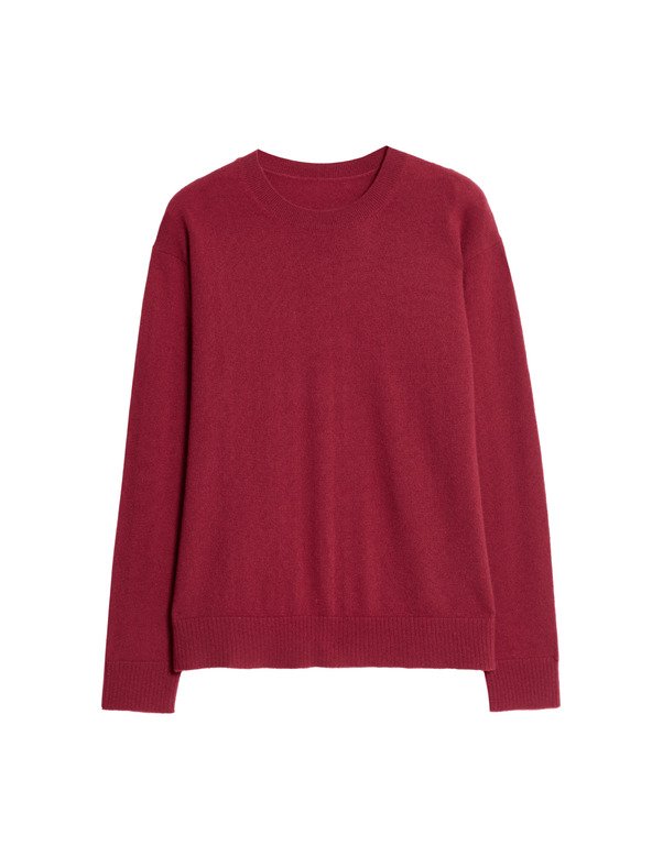 Marks & Spencer Sveter z čistého kašmíru, s textúrou a okrúhlym výstrihom Marks & Spencer červená