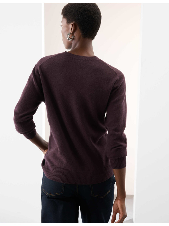 Marks & Spencer Sveter z čistého kašmíru, s textúrou a okrúhlym výstrihom Marks & Spencer fialová