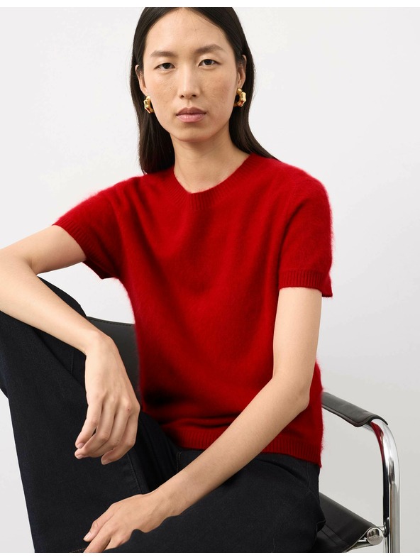 Marks & Spencer Pletený top s vysokým podielom vlny merino a kašmírom Marks & Spencer červená