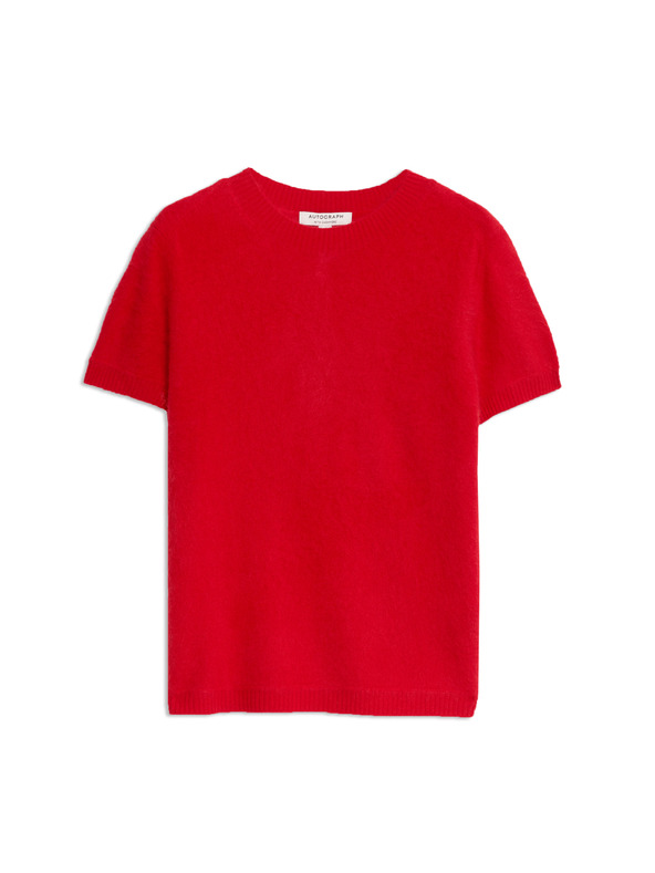 Marks & Spencer Pletený top s vysokým podielom vlny merino a kašmírom Marks & Spencer červená