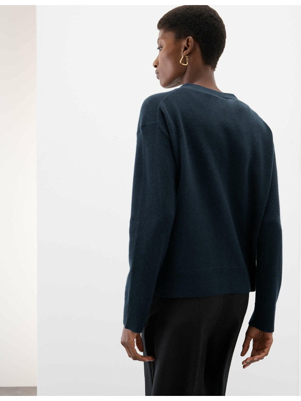 Marks & Spencer Kardigan z čistého kašmíru so výstrihom do V a gombíkmi vpredu Marks & Spencer námorná modrá