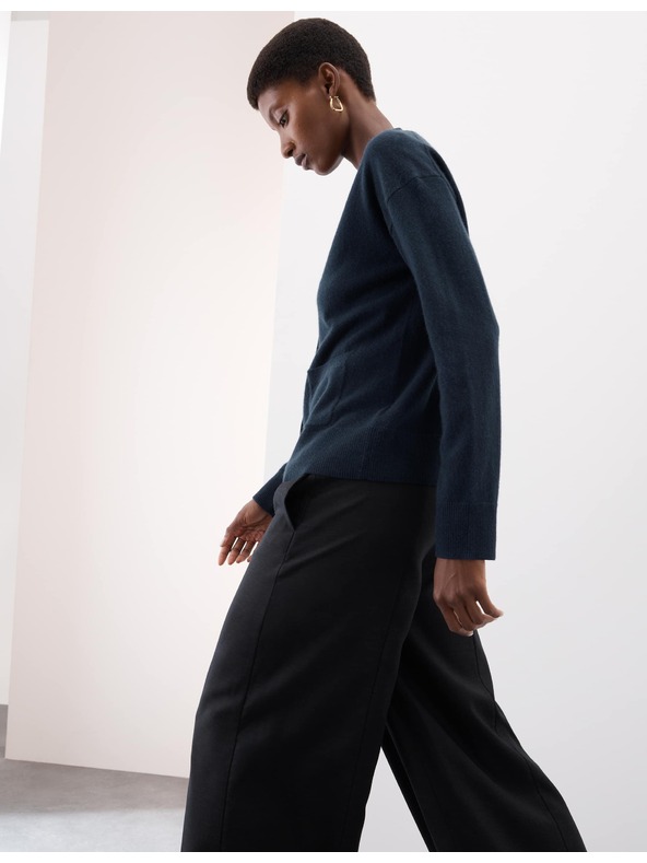 Marks & Spencer Kardigan z čistého kašmíru so výstrihom do V a gombíkmi vpredu Marks & Spencer námorná modrá