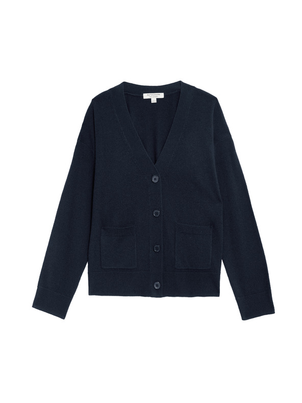 Marks & Spencer Kardigan z čistého kašmíru so výstrihom do V a gombíkmi vpredu Marks & Spencer námorná modrá