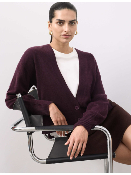 Marks & Spencer Kardigan z čistého kašmíru so výstrihom do V Marks & Spencer fialová