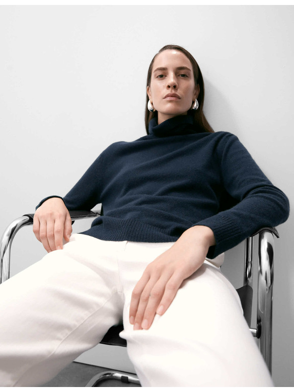 Marks & Spencer Sveter z čistého kašmíru s rolákovým golierom Marks & Spencer námorná modrá